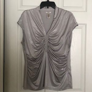 Metallic silver Caché top